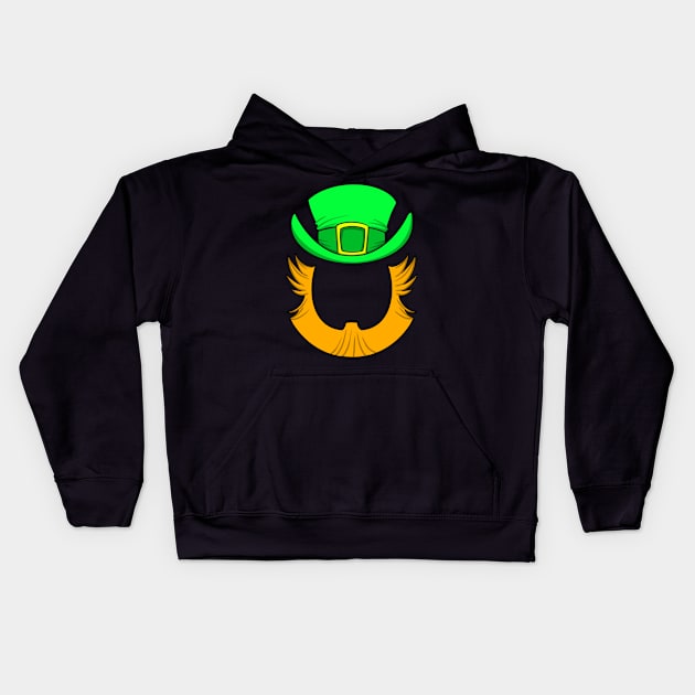 St Patrick's Day Beard Kids Hoodie by Narwhal-Scribbles